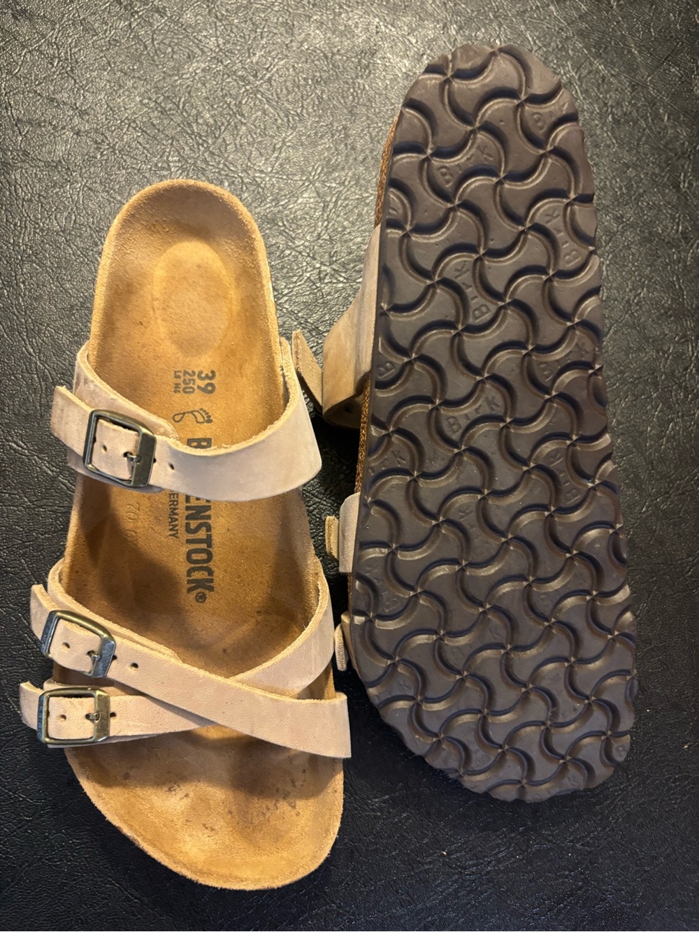 Birkenstock Kids Beige Suede Two-Strap Sandal with Buckles